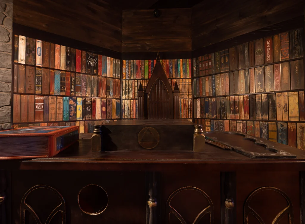 wizard chair decoration with an ouji board in Wizard Trials escape room